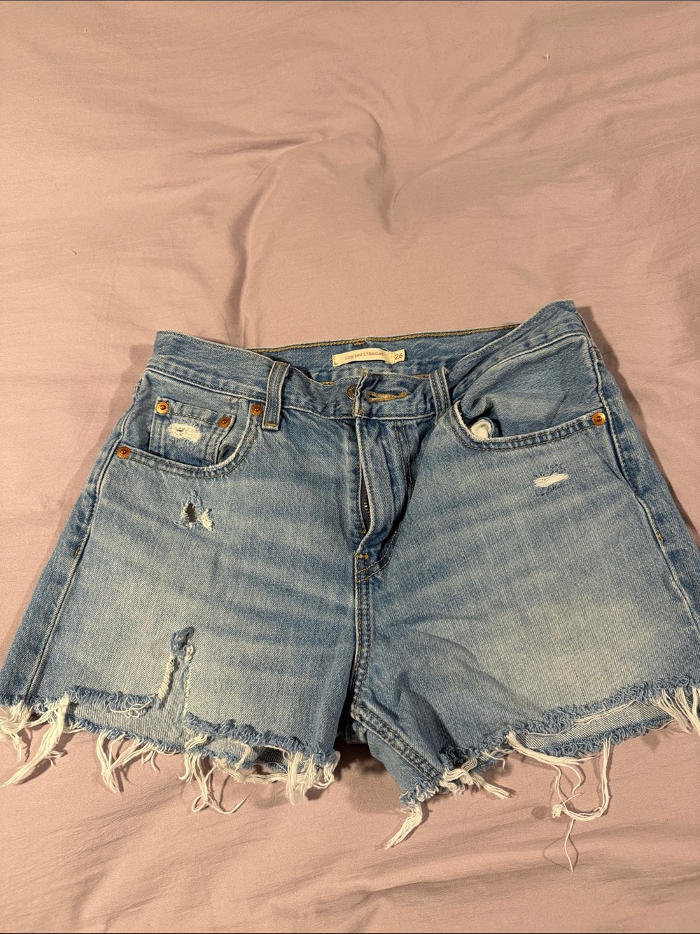Levi's Light Blue Distressed Denim Cutoff Shorts